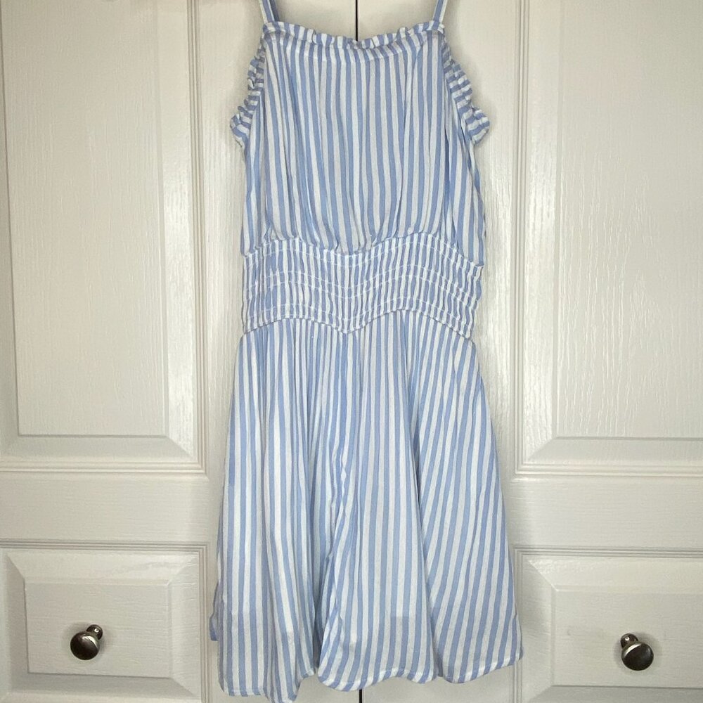 Abercrombie Kids Like New Blue & White Stripe Spaghetti Strap Romper Siz…